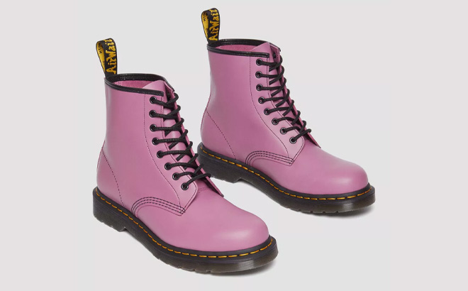 Dr Martens 1460 Smooth Leather Lace Up Boots in Muted Purple Color