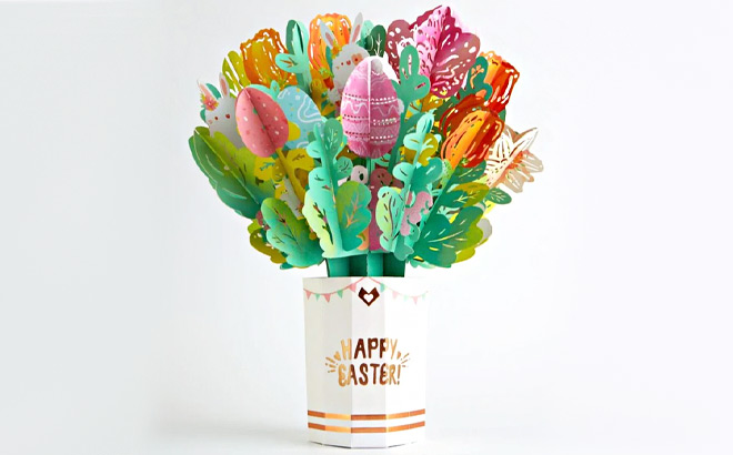 Easter Flower Bouquet on a Gray Background