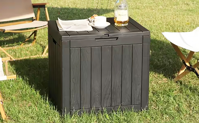 EasyUp 31 Gallon Black Resin Outdoor Storage Deck Box