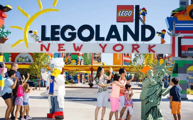 Families at Legoland New York Entrance