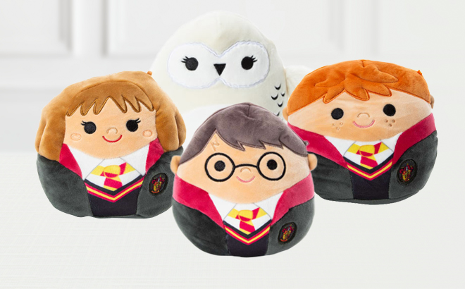 Four New Harry Potter 6 5 Inch Squishmallows on a White Table