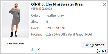 GAP Off Shoulder Mini Sweater Dress Screenshot