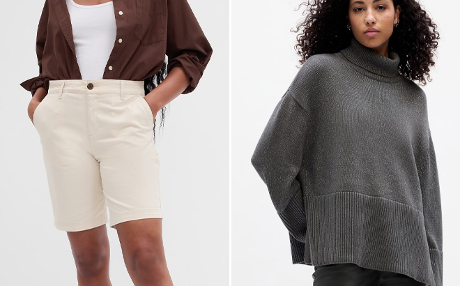 Gap Womens Shorts and Gap Womens Turtleneck Sweater