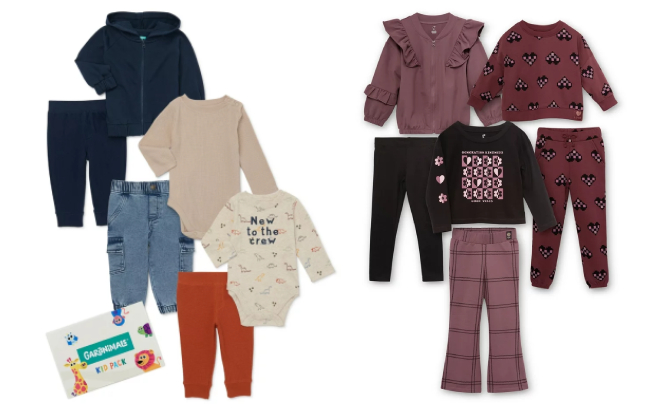 Garanimals Baby Boys and Little Star Organic Girls 6 Piece Outfit Sets