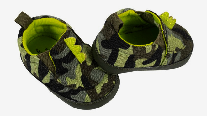 Gerber Baby Boys Camo Dinosaur Canvas Slip On Shoes