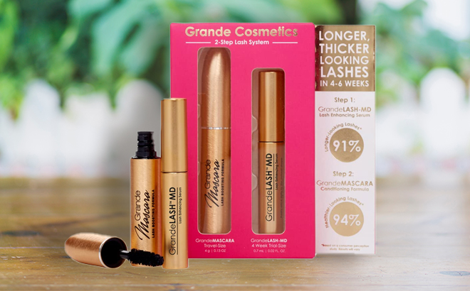 Grande Cosmetics 2 Step Lash System Gift Set on a Table