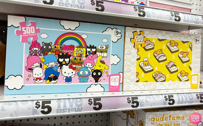 Hello Kitty Friends 500 Piece Puzzles on Store Shelf