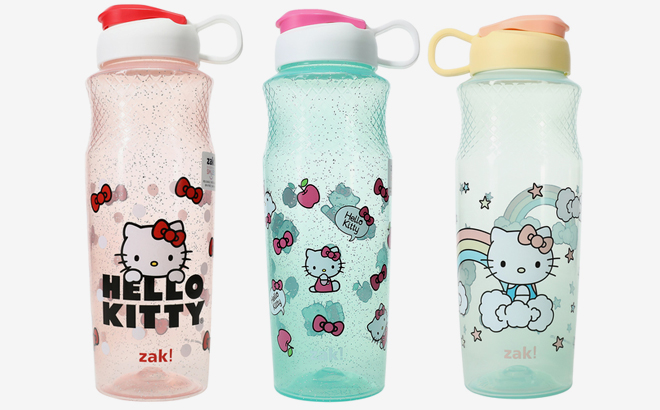 Hello Kitty Glitter Water Bottles 30 Ounce
