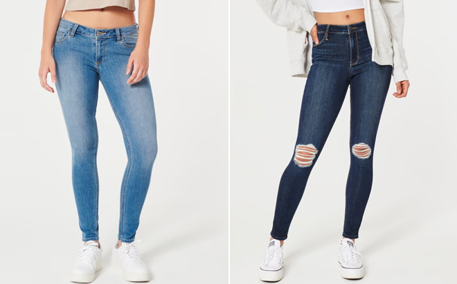 Hollister Womens Curvy Low Rise Medium Wash Super Skinny Jeans