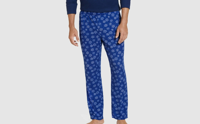 Jockey Mens Pajama Pants in Icy Blue Snowflake Color