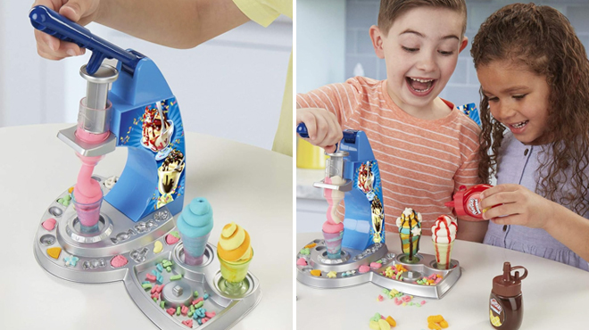 Kids Playing With Play Doh Kitchen Creations Drizzy Ice Cream Playset