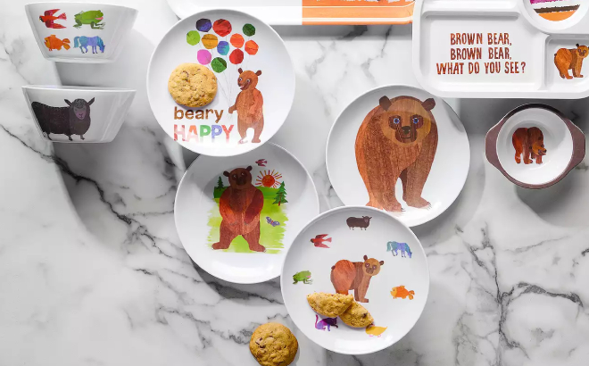 Kids Brown Bear Brown Bear What Do You See 4 Piece Plate Set