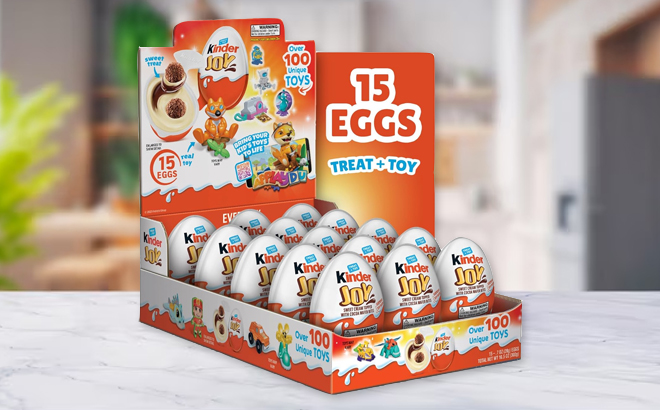 Kinder Joy Eggs 15 Count on a Table