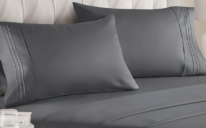 King Size 4 Piece Sheet Set in the Color Dark Gray
