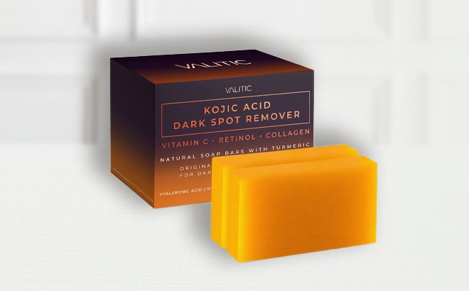 Kojic Acid Dark Spot Remover Soap Bars with Vitamin C Retinol Collagen Turmeric 2 Pack