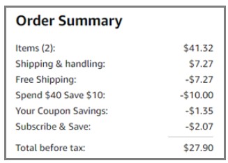 Loreal Order Summary