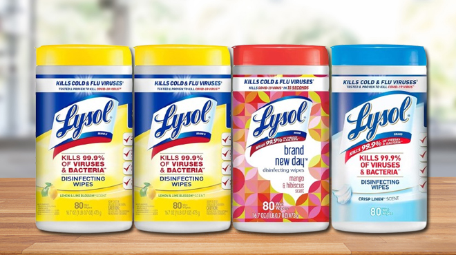 Lysol Disinfectant Wipes on a Table