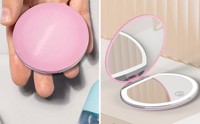 Magnification LED Pocket Mirror with USB Data Cable