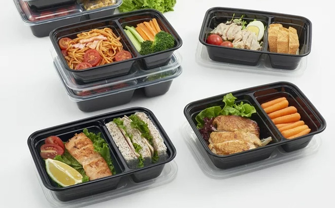 Mainstays 10 Piece 2 Compartment Meal Prep Food Storage Containers