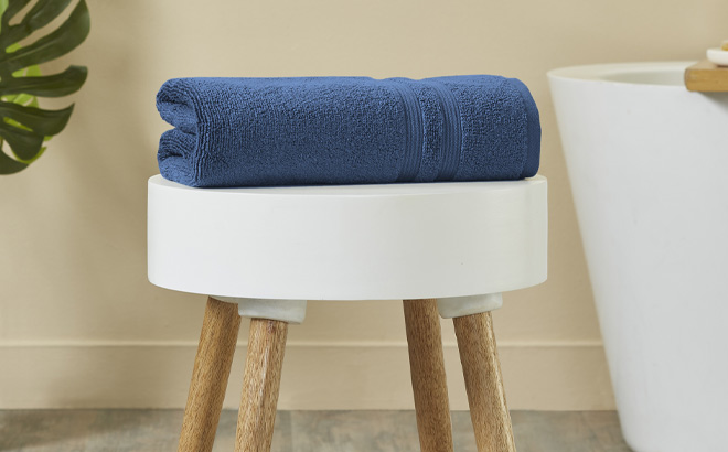Mainstays Performance Solid Bath Towel in Navy Color