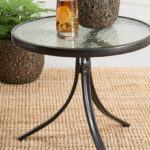 Mainstays Round Glass Side Table on a Patio