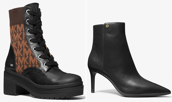 Michael Kors Jacquard Combat Boots and Michael Kors Alina Flex Leather Ankle Boots