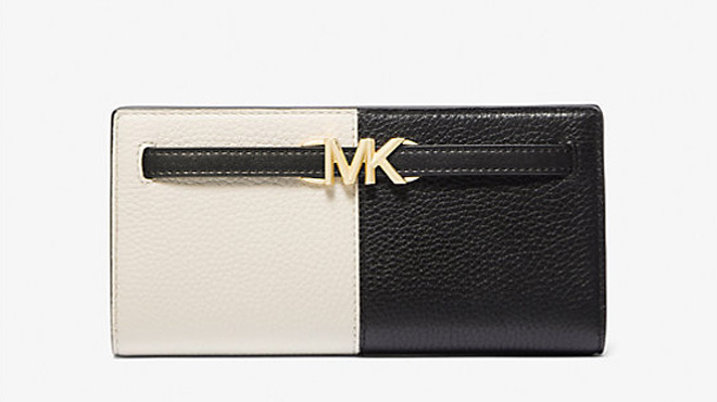 Michael Kors Large Two Tone Pebbled Wallet in Black Combo