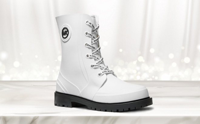 Michael Kors Montaigne PVC Rain Boot on the Table