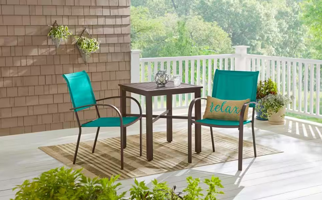 Mix and Match Stationary Stackable Steel Split Back Sling Outdoor Patio Dining Chairs