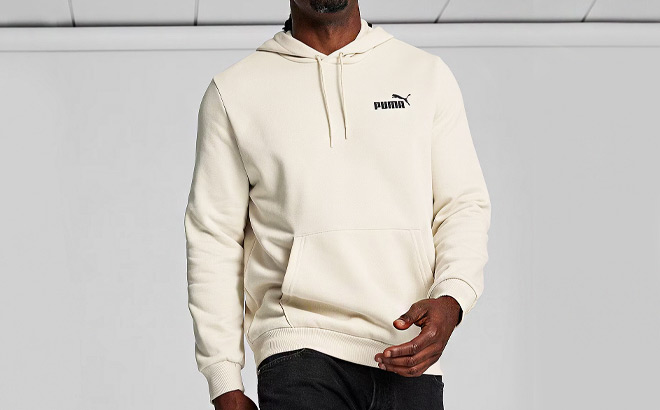 Model Wearing a Puma Mens Long Sleeve Hoodie