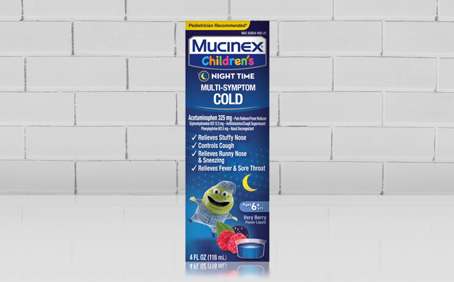 Mucinex Childrens Night Time Cold Medicine on the Table