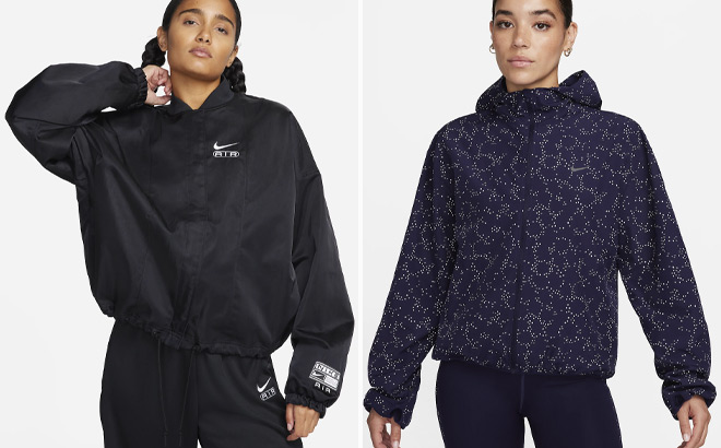 Nike Air Womens Oversized Woven Bomber Jacket and Nike Dri FIT Womens Running Jacket