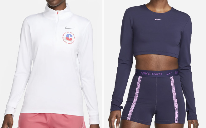 Nike Dri FIT Element Womens Running Top and Nike Pro Dri FIT Womens Cropped Long Sleeve Top