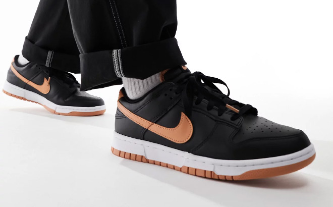 Nike Dunk Low Retro Shoes in Black and Bronze