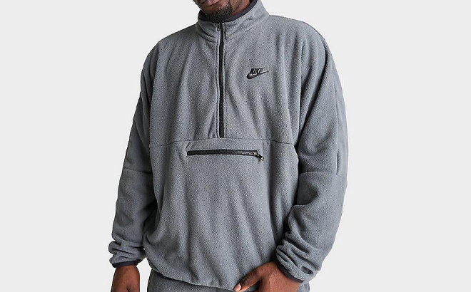 Nike Mens Club Fleece Half Zip Top Iron Grey