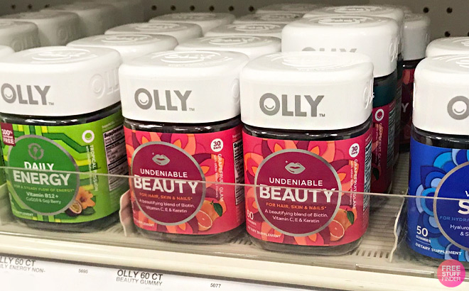OLLY Undeniable Beauty Gummy Supplements on a Shelf