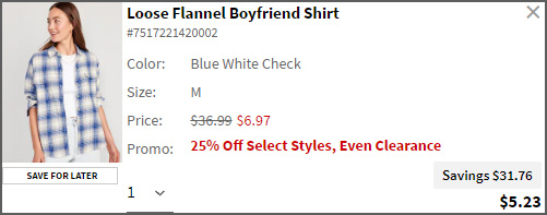 Old Navy Loose Flannel Boyfriend Shirt at Checkout