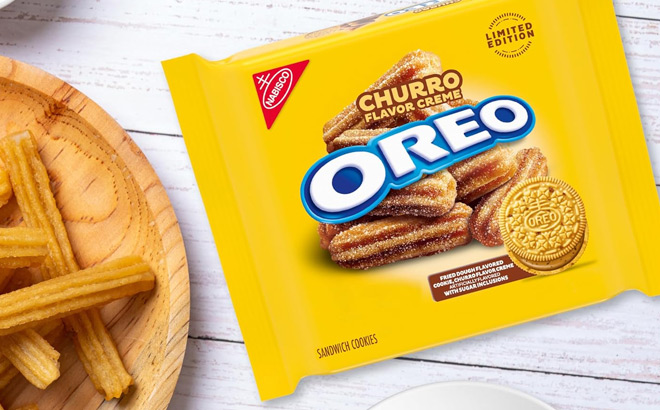 Oreo Churro Creme Sandwich Cookies on a Table