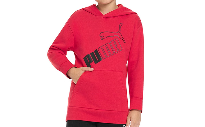 PUMA Big Boys Fleece Hoodie in Red PUMA Big Boys Fleece Hoodie in Red