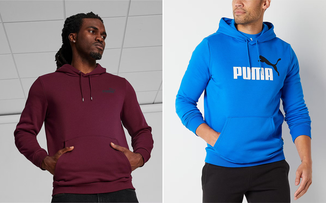 PUMA Mens Long Sleeve Hoodie in Maroon and Blue PUMA Mens Long Sleeve Hoodie in Maroon and Blue