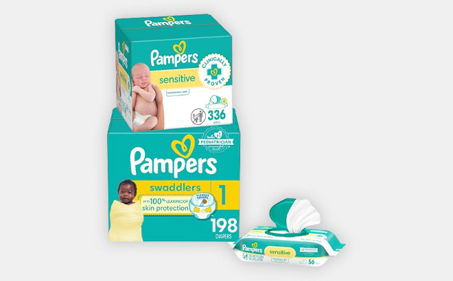 Pampers Swaddlers Disposable Baby Diapers and Baby Wipes
