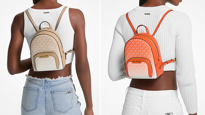 People Using Jaycee Extra Small Ombre Logo Convertible Backpack in Two Colors