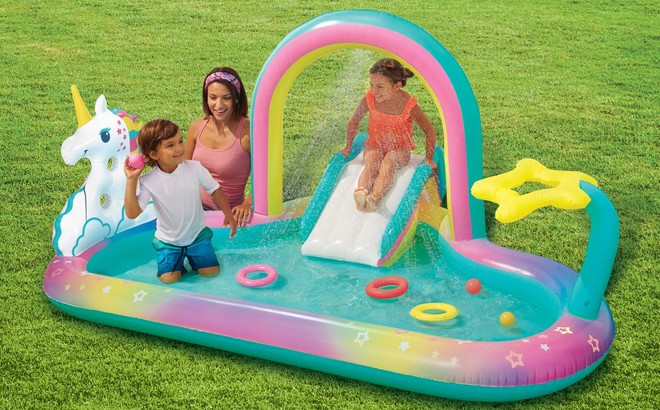 Play Day Round Inflatable Rainbow Play Center