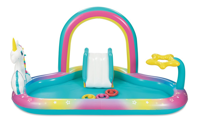 Play Day Round Inflatable Rainbow Unicorn Play Center
