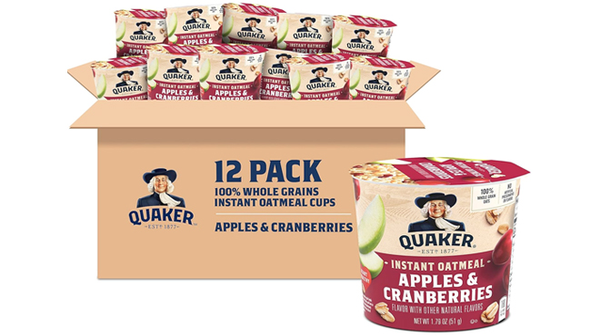 Quaker Instant Oatmeal Apple Cranberry Express Cups 12 Count