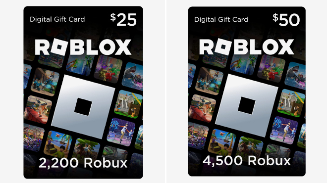 Roblox 25 and 50 Dollar Digital Gift Cards