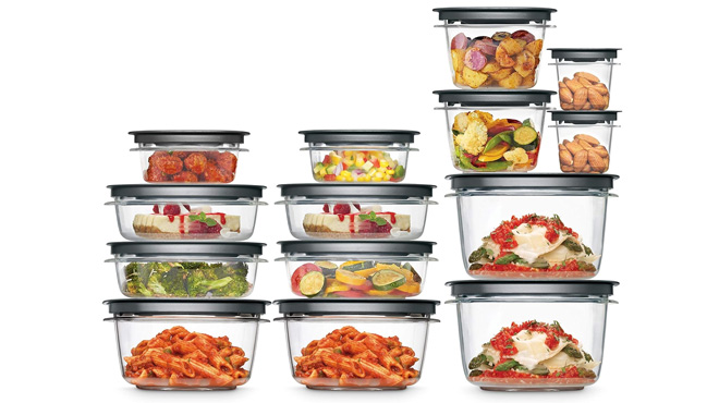 Rubbermaid 28 Piece Food Storage Containers on White Background Rubbermaid 28 Piece Food Storage Containers on White Background