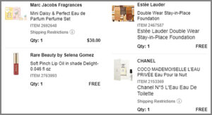 Screenshot of Marc Jacobs Perfume Set 30 Shipped with FREE Rare Beauty Lip Oil and 2 FREE Samples at Sephora