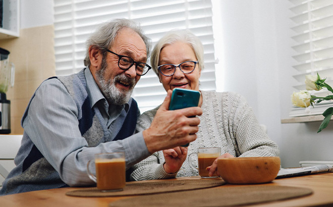 Senior Couple Looking at a Phone