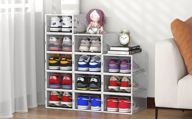 Seseno 12 Pack Shoe Storage Boxes